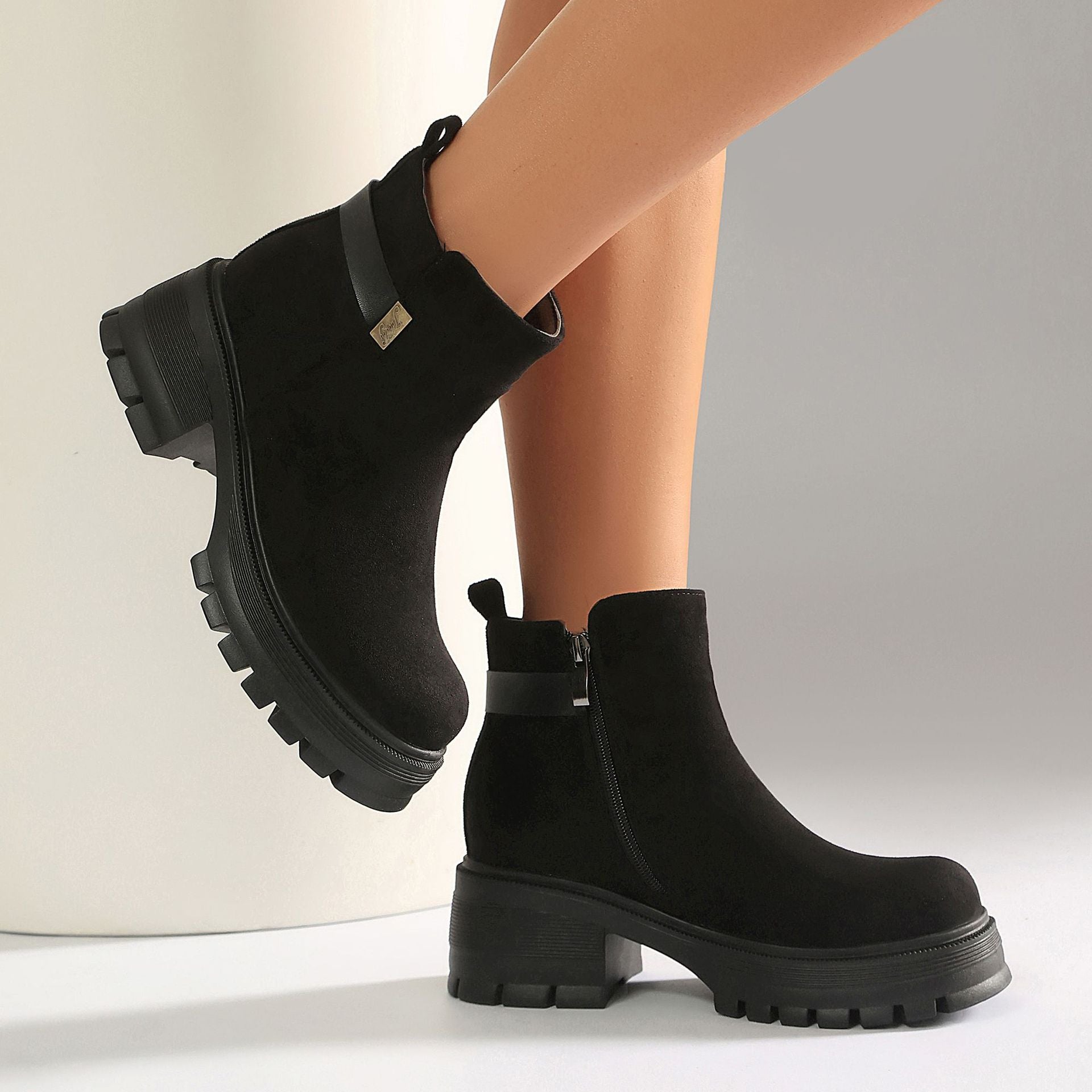 Black Chunky Platform Ankle Boots