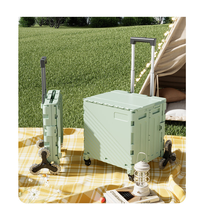 Folding Utility Cart with Lid – Rolling Storage Wagon for Shopping, Travel & Outdoor Use