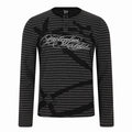 Stripe Glitter Print Slim Fit Henley Neck Long Sleeve T-Shirt for Men