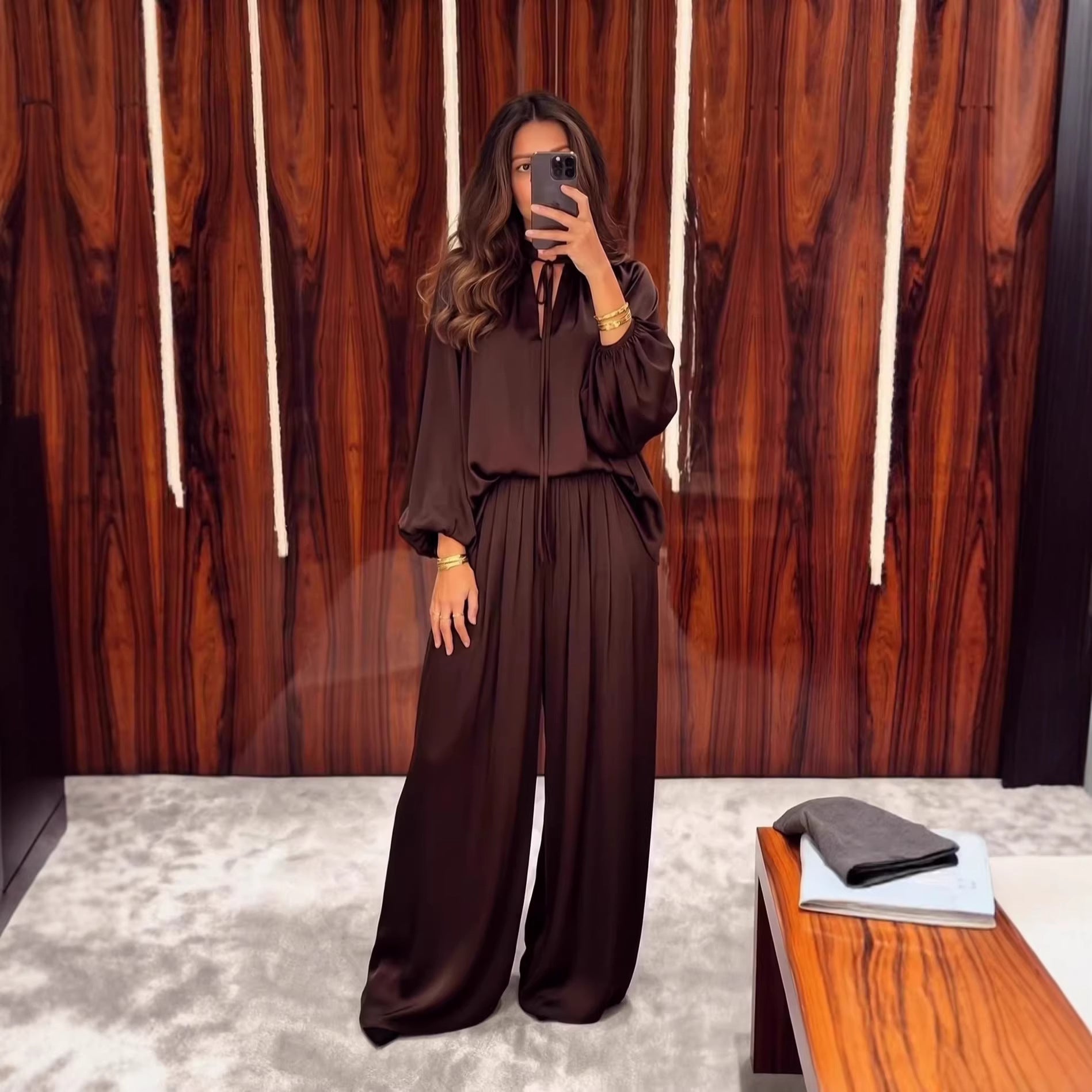 Women’s V-Neck Loose Pants Set