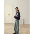 Fashion Women's Spring and Autumn Large Letter Knit Cardigan, Casual Versatile Short Jacket Top