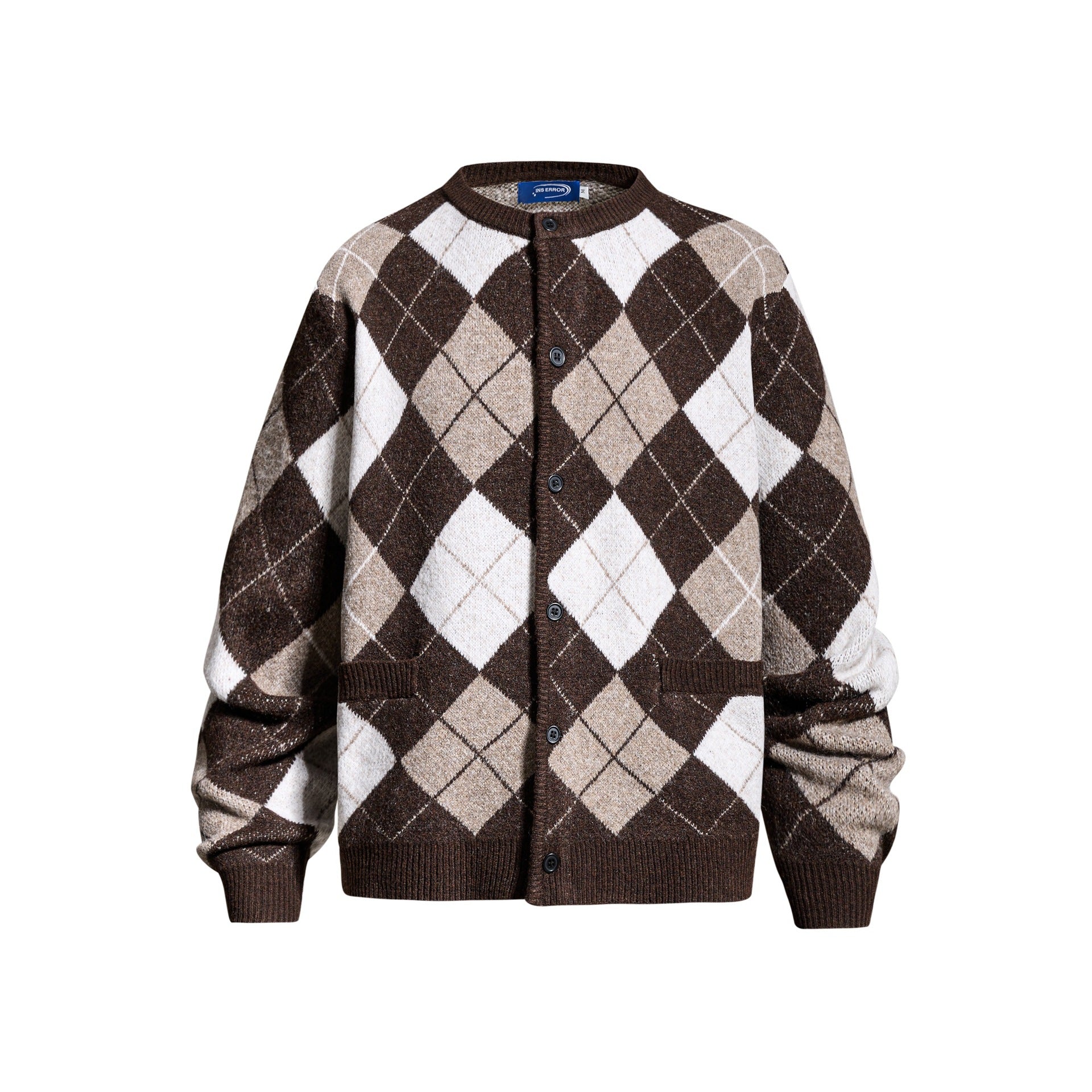Lingge round neck cardigan sweater