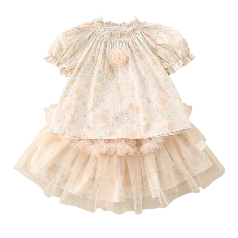 Style Floral Outfit for Girls Two-Piece Set Elegant Baby Girl