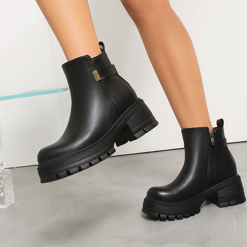 Black Chunky Platform Ankle Boots
