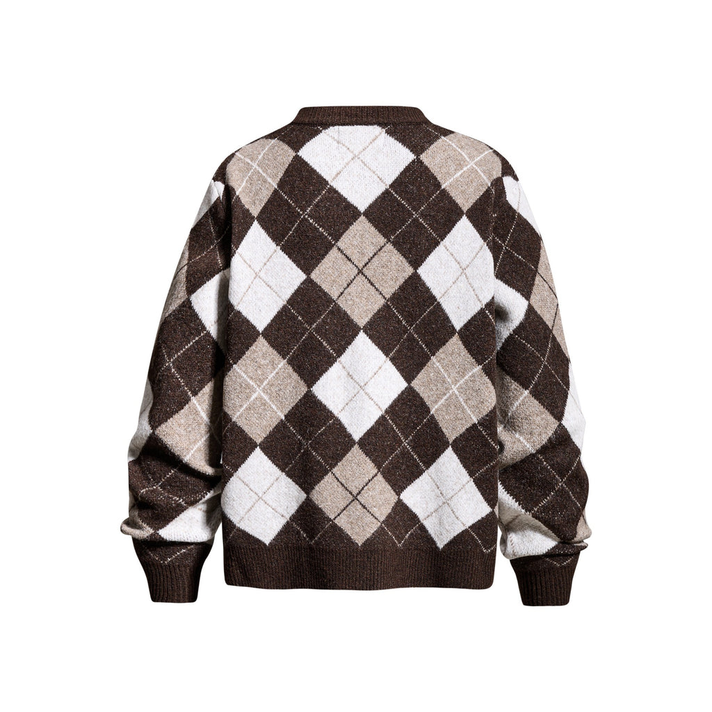 Lingge round neck cardigan sweater