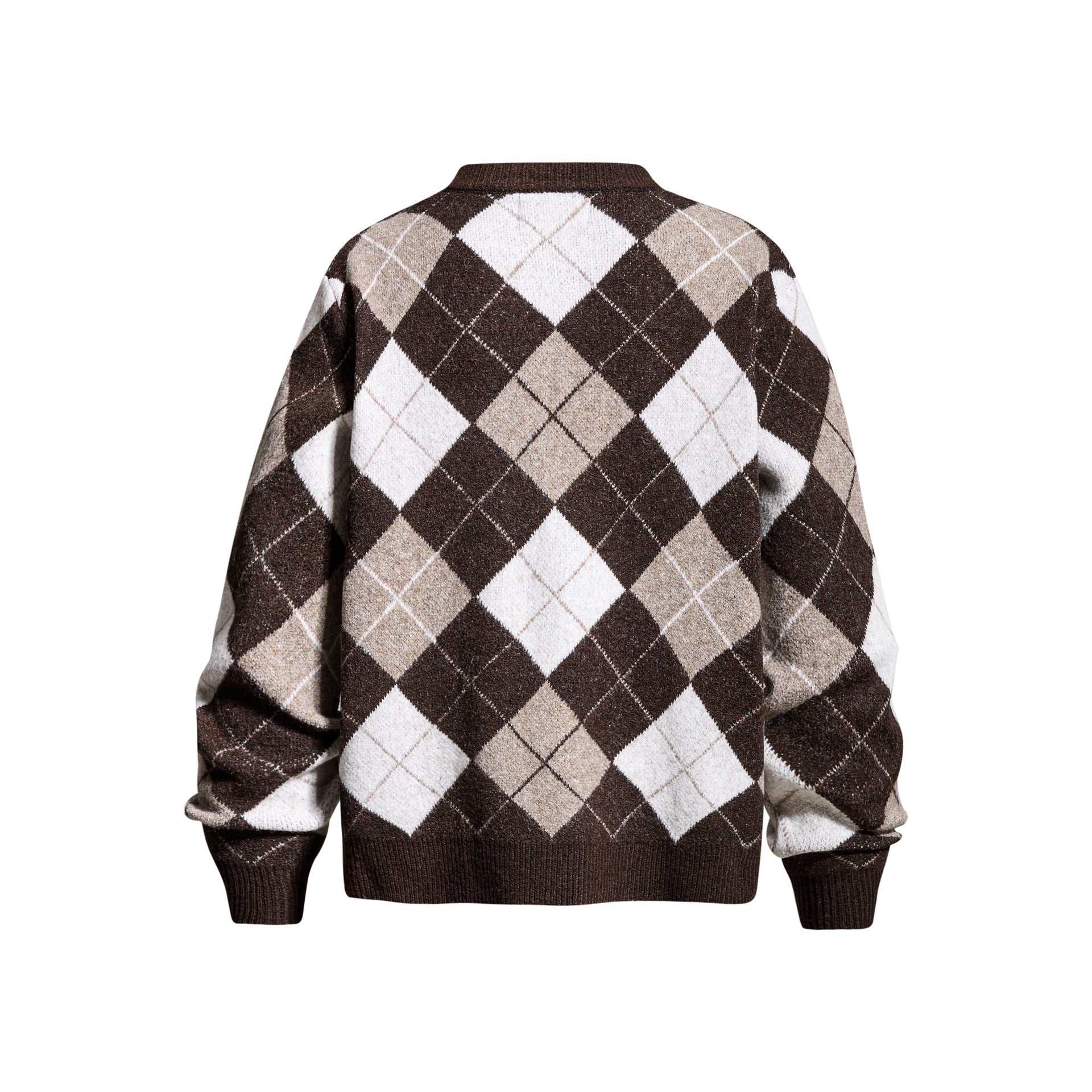 Lingge round neck cardigan sweater