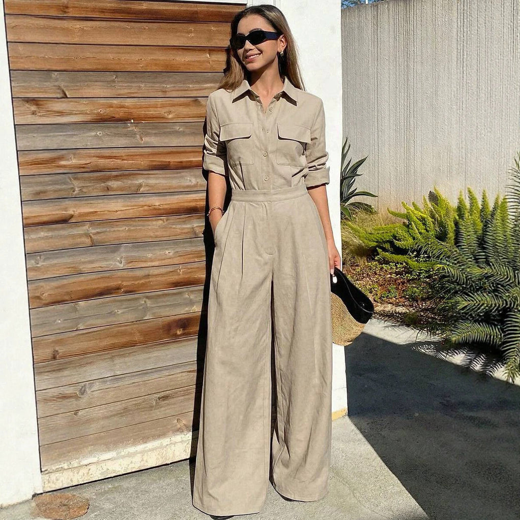 Women’s Collared Long-Sleeve Jumpsuit