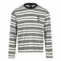 Distressed Black and White Striped Slogan Embroidered Loose Long Sleeve T-Shirt