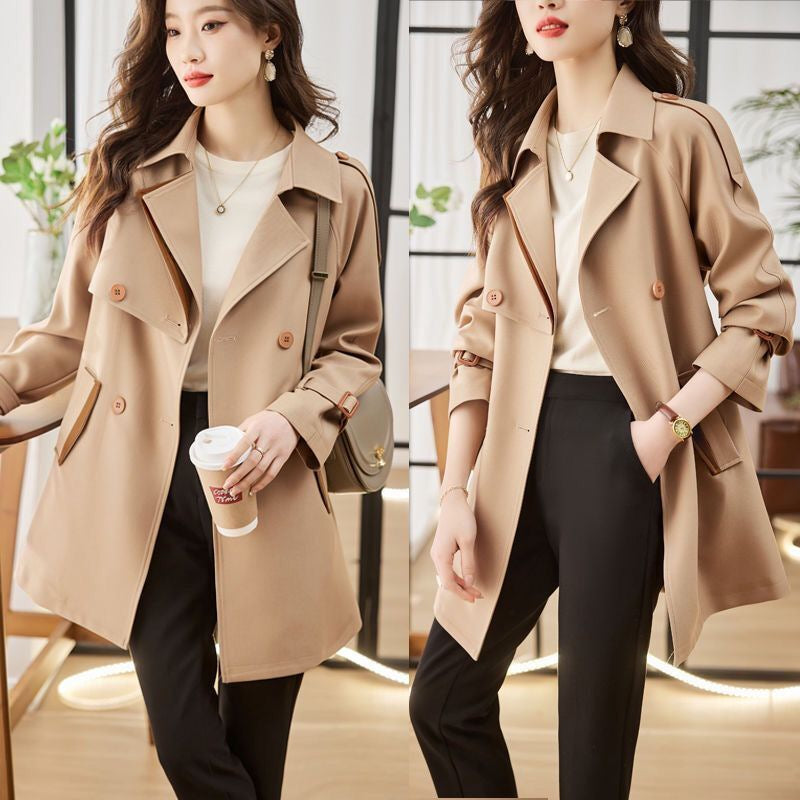 Women's Medium-Length Trench Coat  Fashionable Chic for Petite Women, Spring and Autumn New Arrival