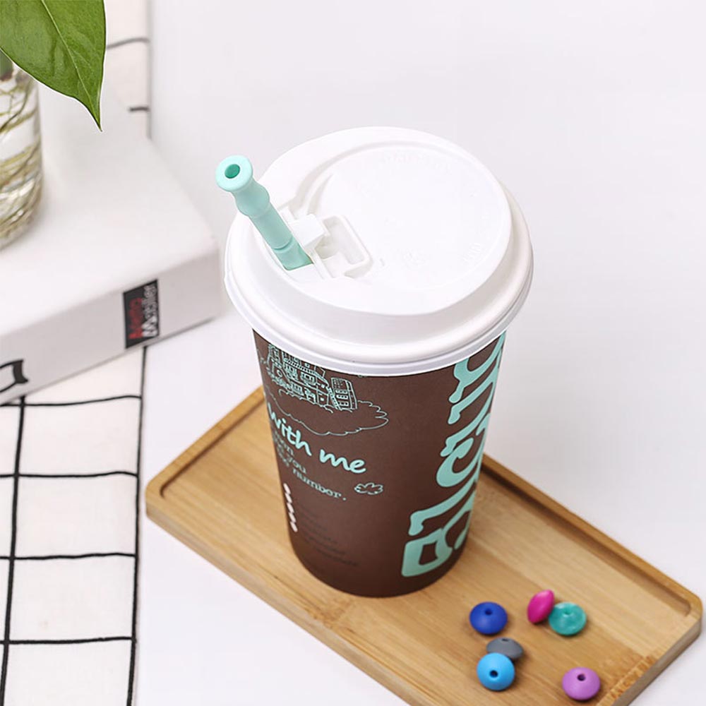 Collapsible Silicone Foldable Reusable Straw with Carrying Case and Cleaning Brush Travel Home, Office Drink Kitchen Accessories