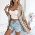 Elegant Summer Short Sleeve Cardigan Bohemian Lightweight Knit Cardigan Women's Clothing