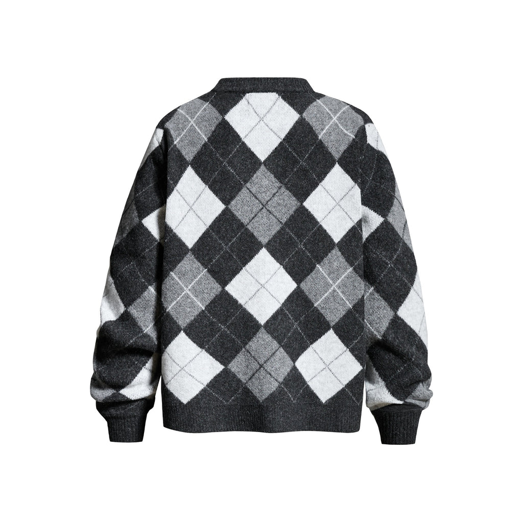 Lingge round neck cardigan sweater