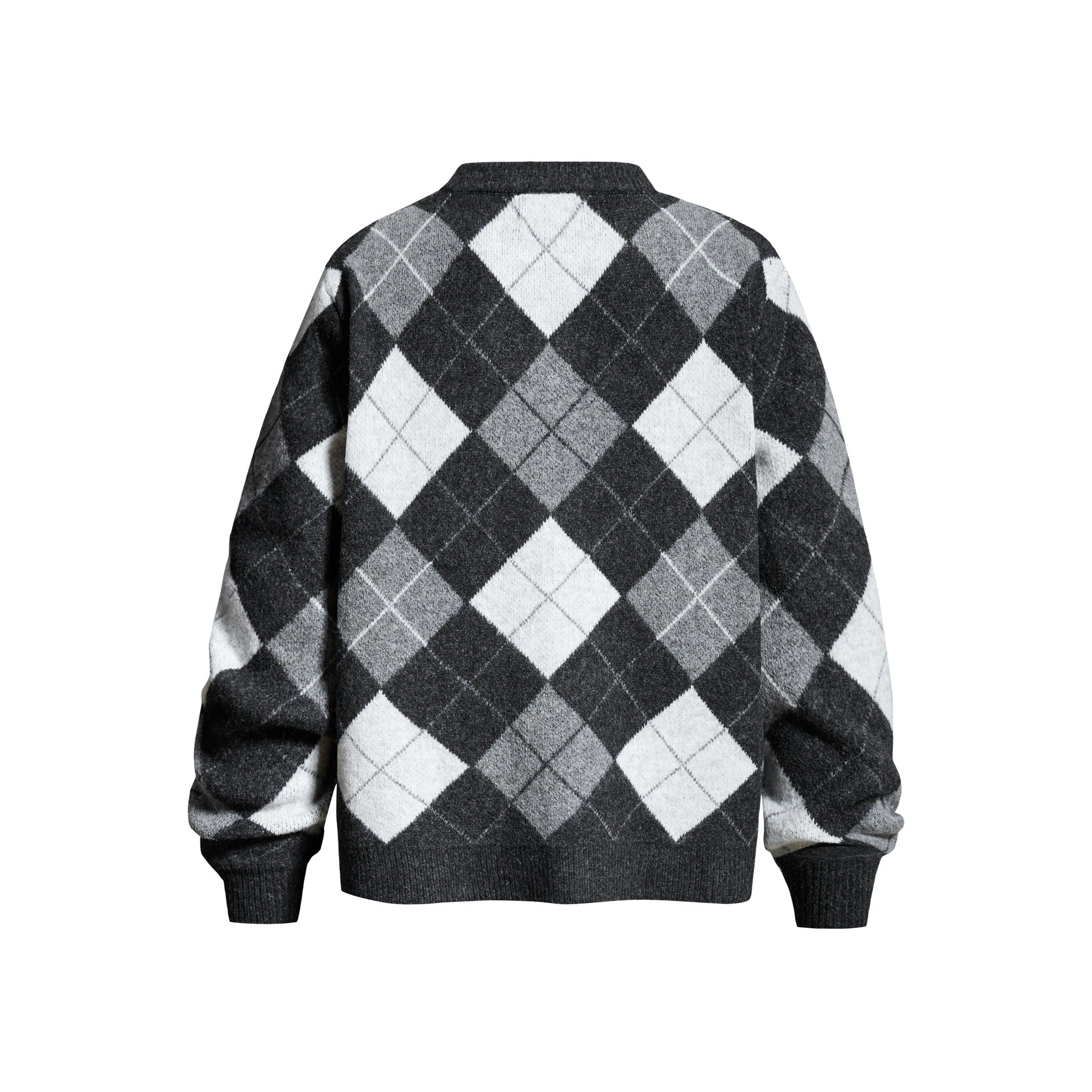 Lingge round neck cardigan sweater