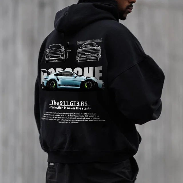 Men’s Casual Car & Heart Print Hoodie