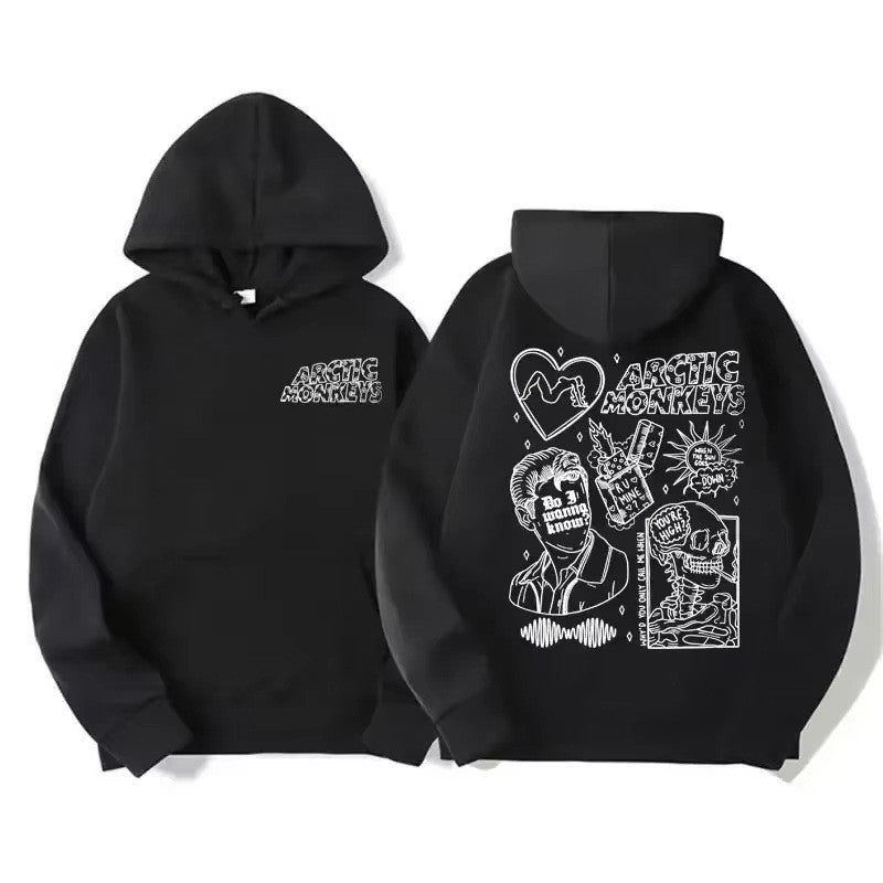 Vintage Rock Arctic Monkeys Album Print Black Hoodie Men's Y2K Sweatshirt