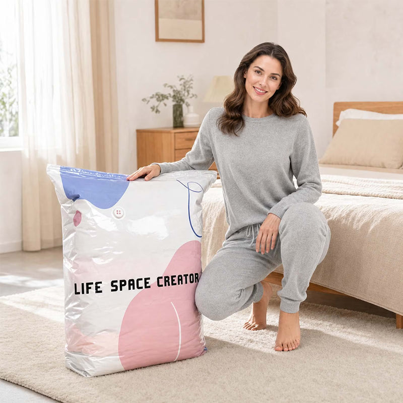 Pump-Free 3D Vacuum Storage Bags – 3-Second Compression, Reusable Space Saver