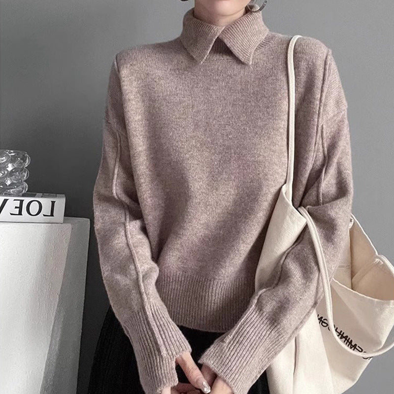 Soft Knit Sweater Autumn Winter New Slim Fit Crew Neck Basic Inner Layer Elegant Top Women's Turtleneck Sweater