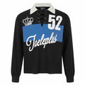 Collar Color-Block Tie-Up Jersey Print Loose Long Sleeve T-Shirt