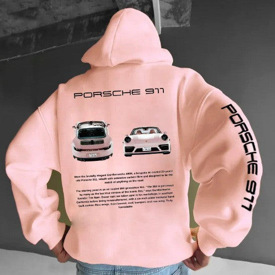 Men’s Casual Car & Heart Print Hoodie