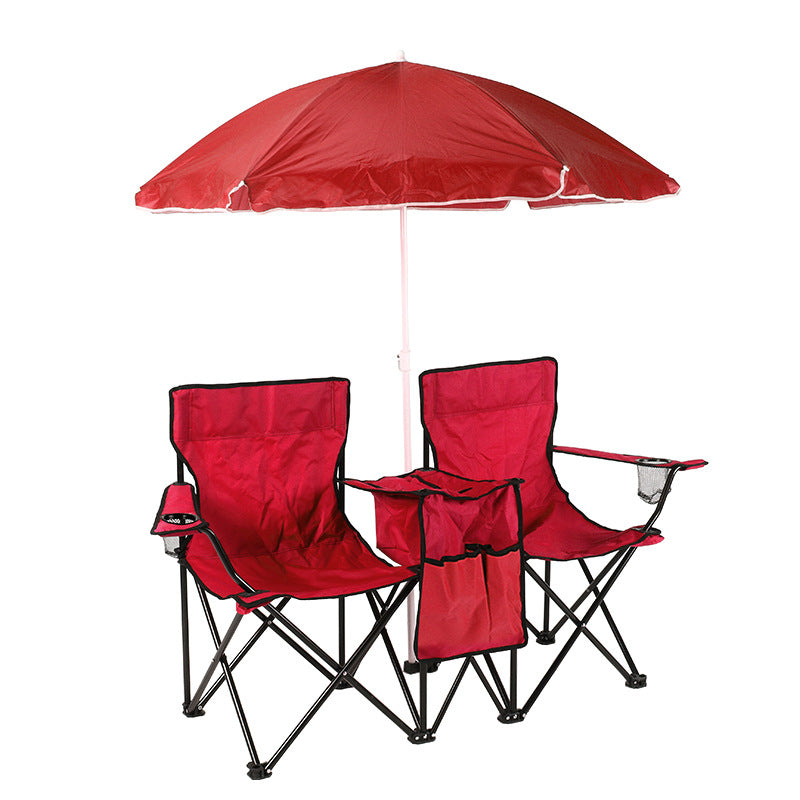 Double Camping Loveseat with Canopy – 600 lb Capacity Foldable Outdoor Chair with Cup Holders & Side Table