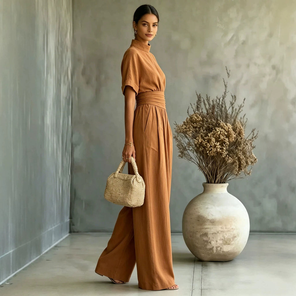 High-Neck Wide-Leg Jumpsuit
