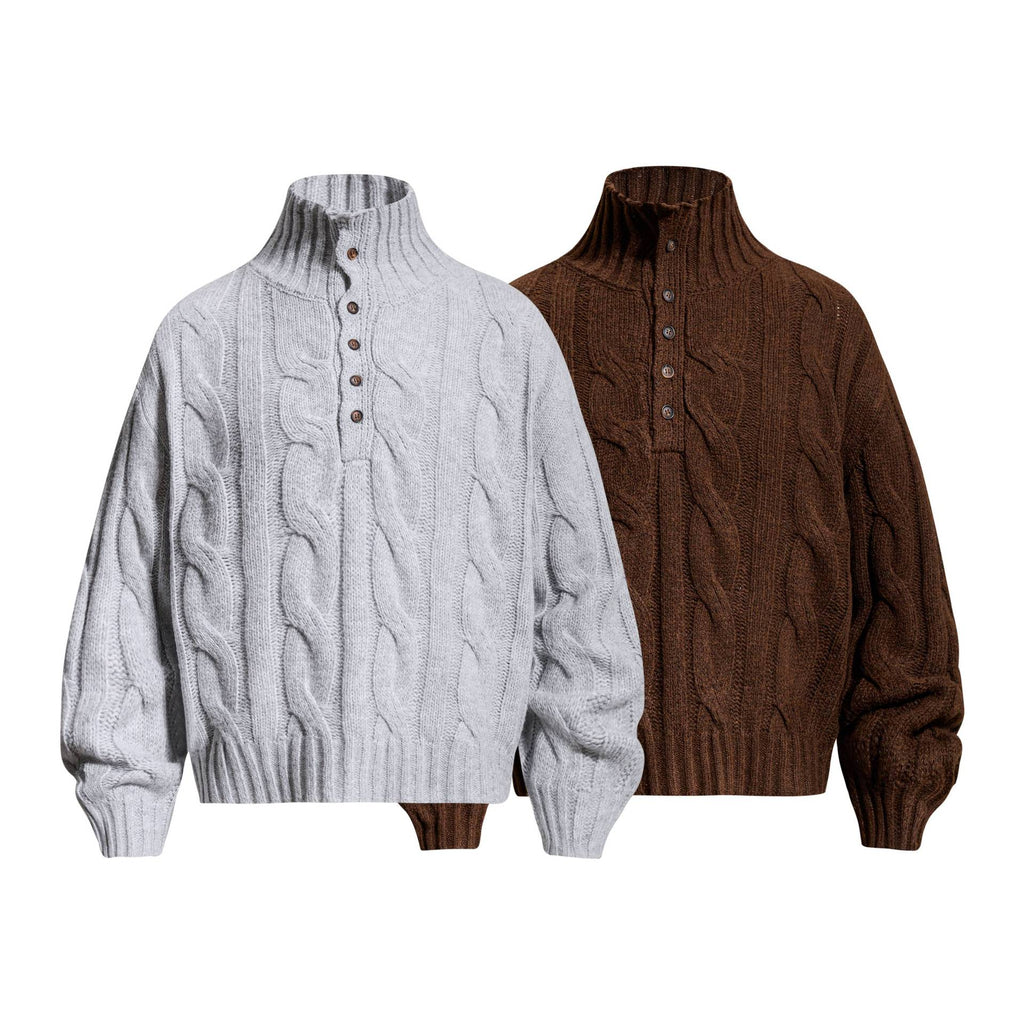 Twisted flower half buttoned sweater