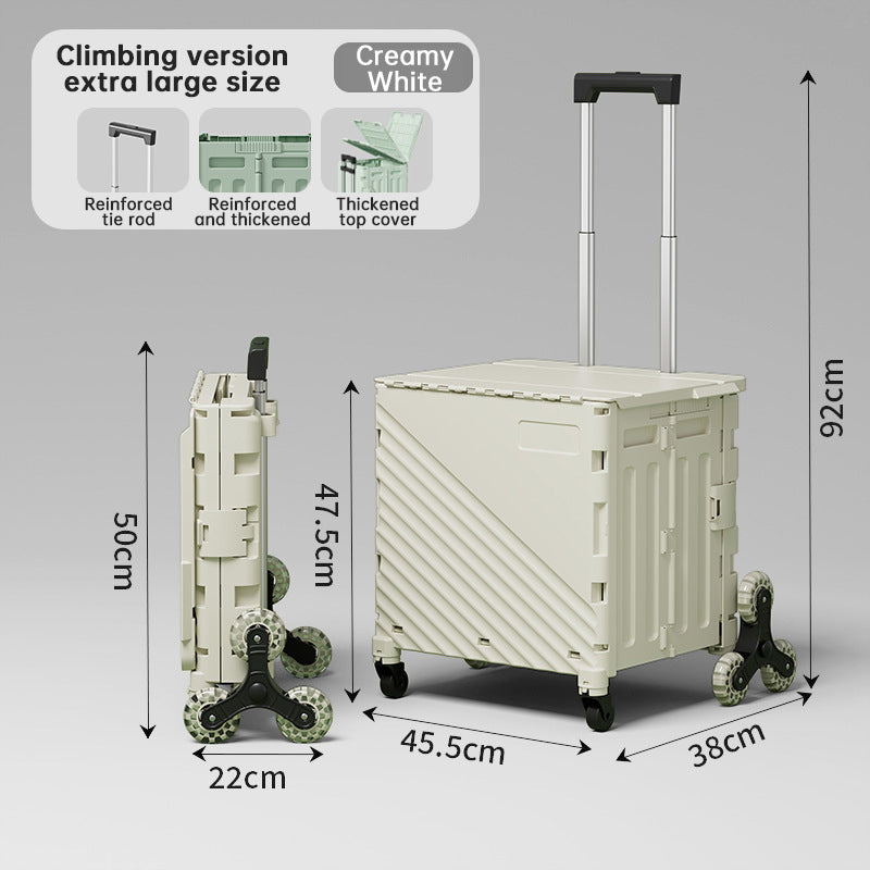 Folding Utility Cart with Lid – Rolling Storage Wagon for Shopping, Travel & Outdoor Use