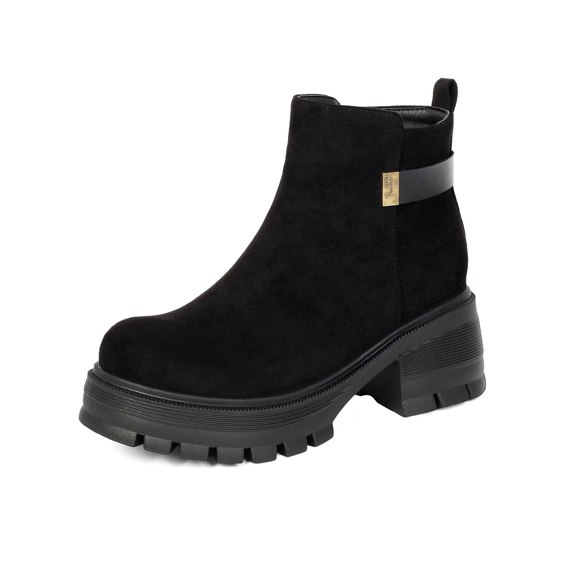 Black Chunky Platform Ankle Boots