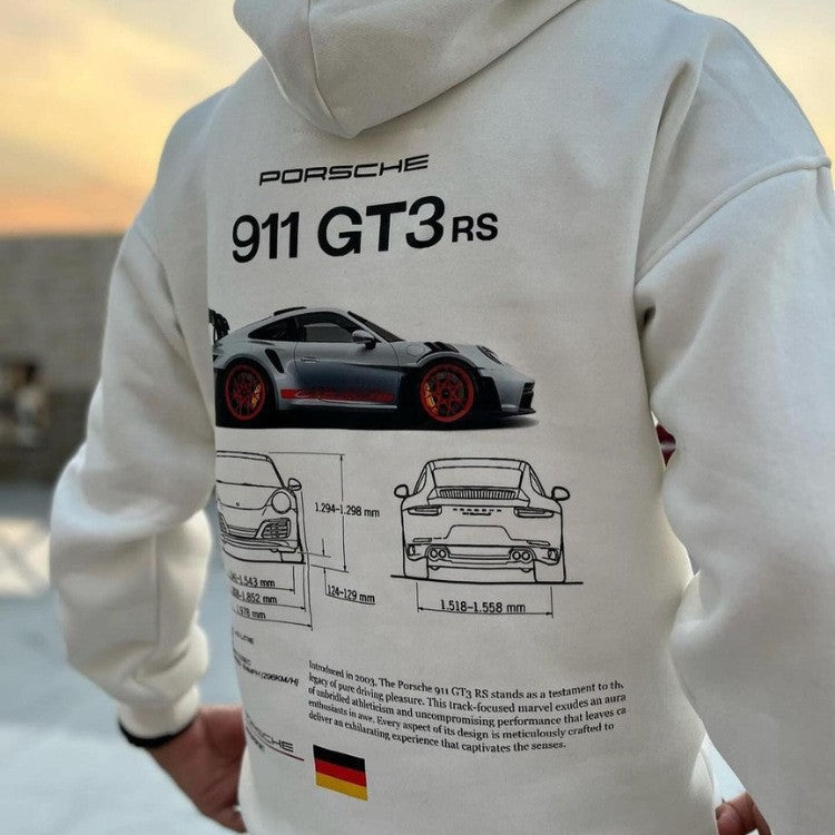 Men’s Casual Car & Heart Print Hoodie