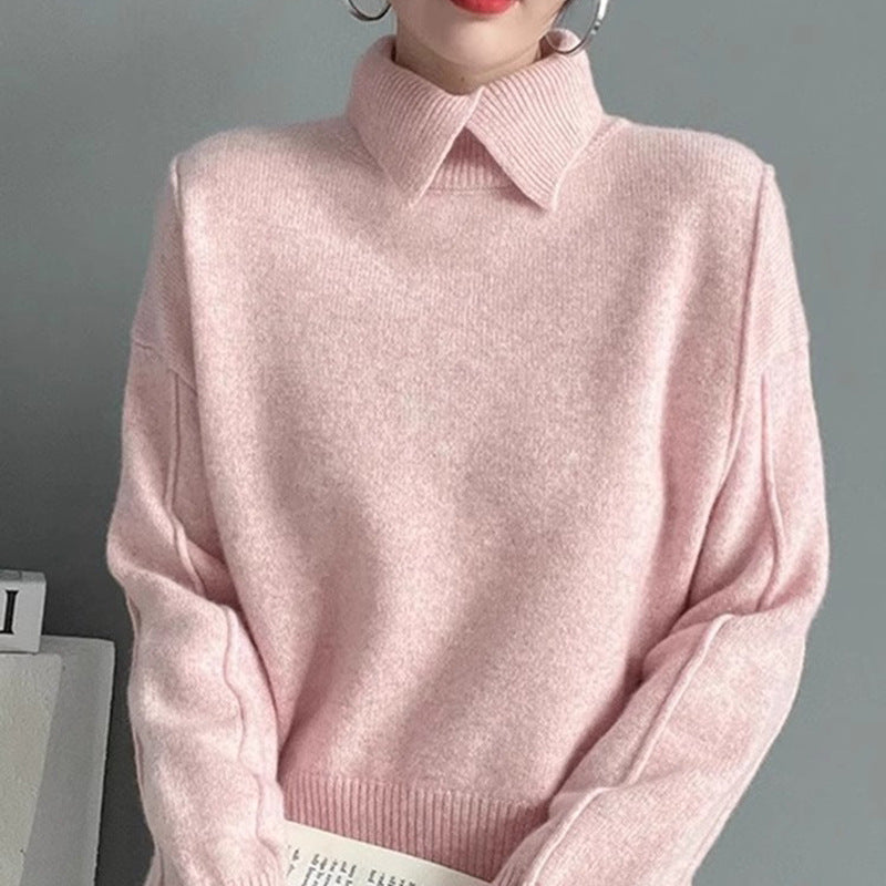 Soft Knit Sweater Autumn Winter New Slim Fit Crew Neck Basic Inner Layer Elegant Top Women's Turtleneck Sweater