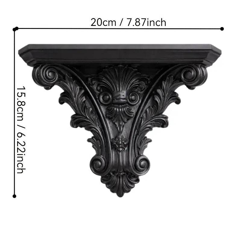 3D Printed Gothic Floating Shelf, Creative Carved Wall Decor, Retro Plant Display Stand for Living Room & Indoor Decor