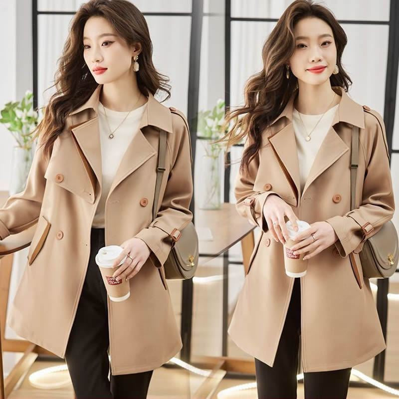 Women's Medium-Length Trench Coat  Fashionable Chic for Petite Women, Spring and Autumn New Arrival