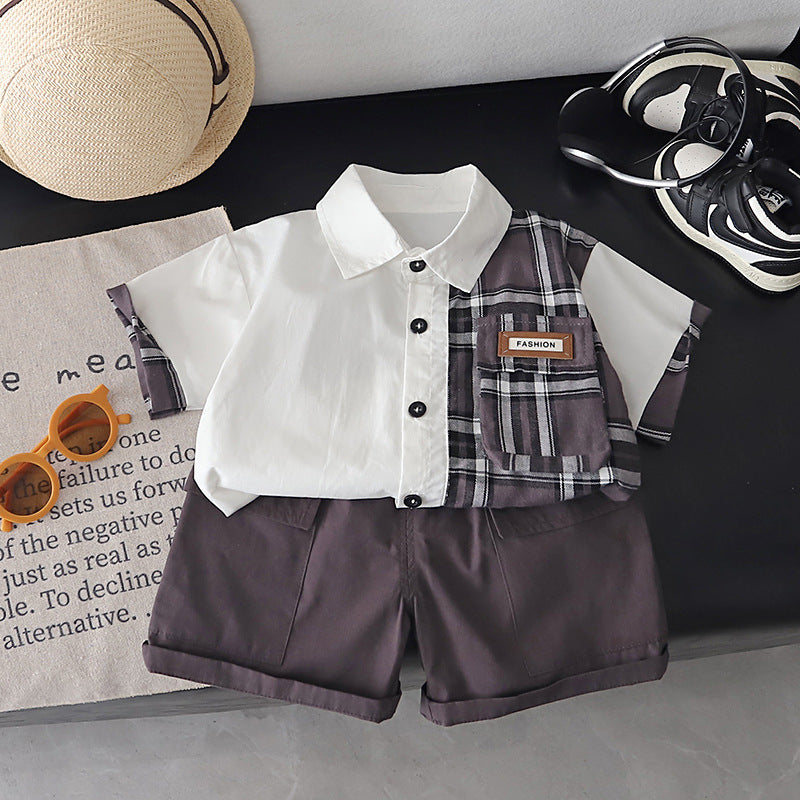 Baby Plaid Short Sleeve Two-Piece Clothing Set – Lightweight Summer Outfit
