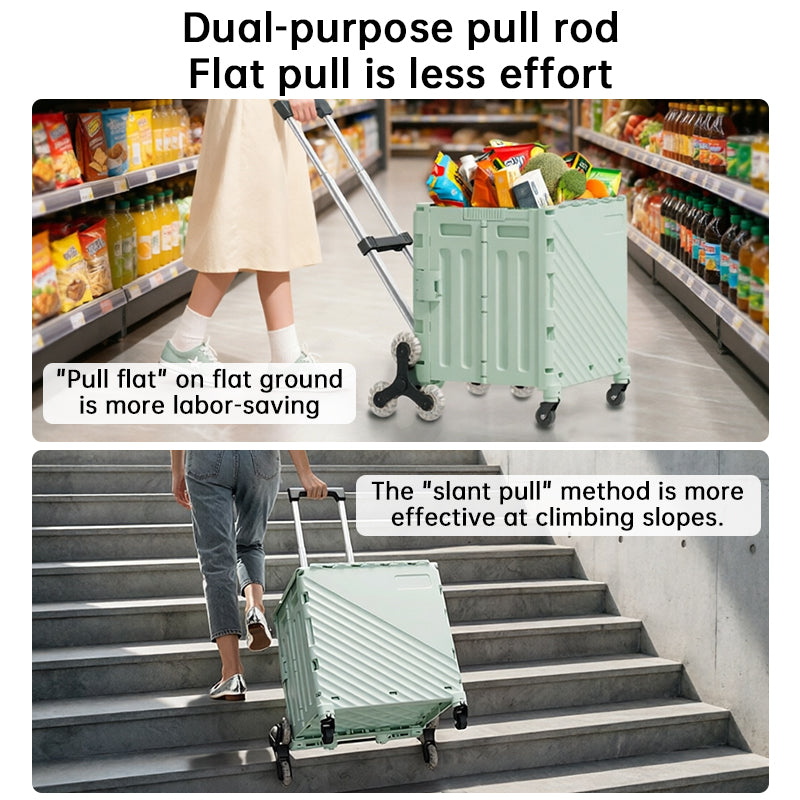 Folding Utility Cart with Lid – Rolling Storage Wagon for Shopping, Travel & Outdoor Use