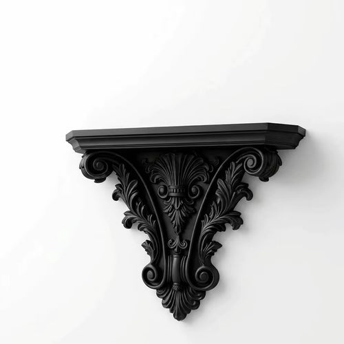 3D Printed Gothic Floating Shelf, Creative Carved Wall Decor, Retro Plant Display Stand for Living Room & Indoor Decor