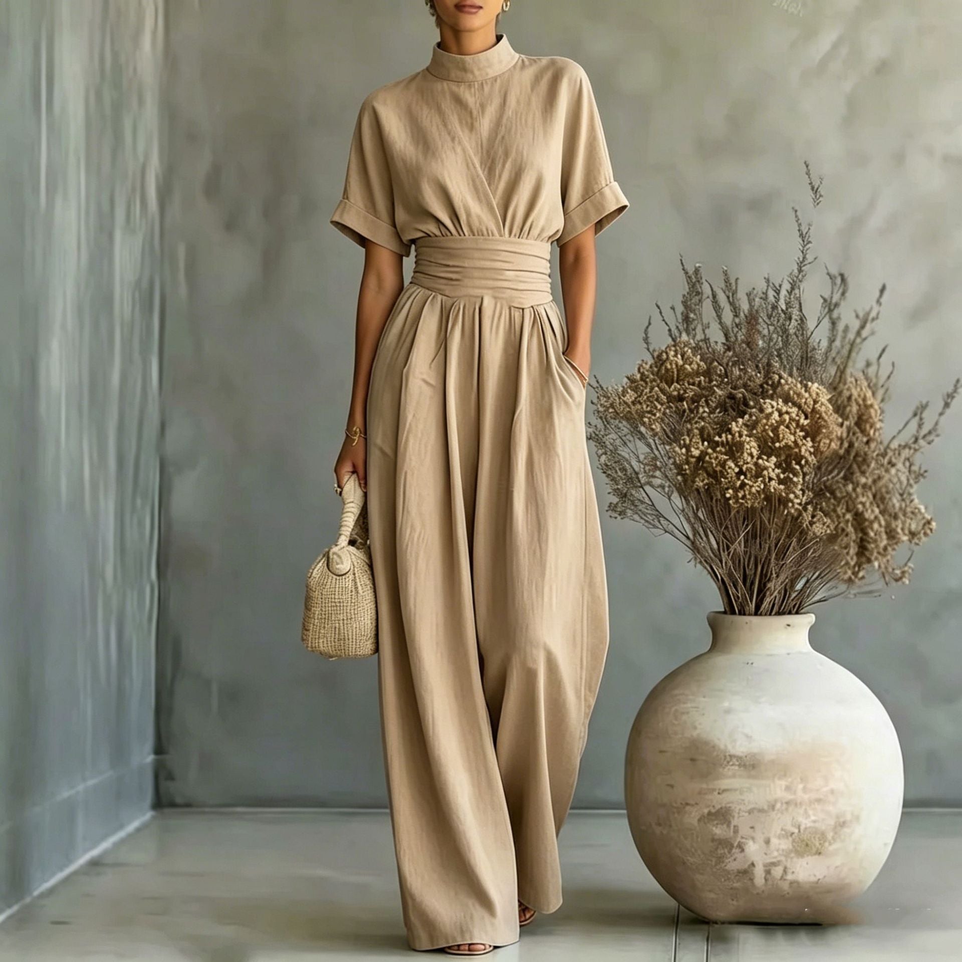 High-Neck Wide-Leg Jumpsuit