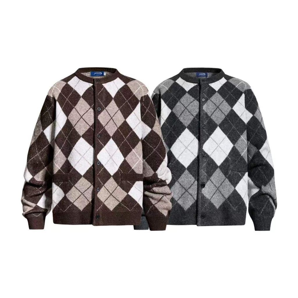 Lingge round neck cardigan sweater