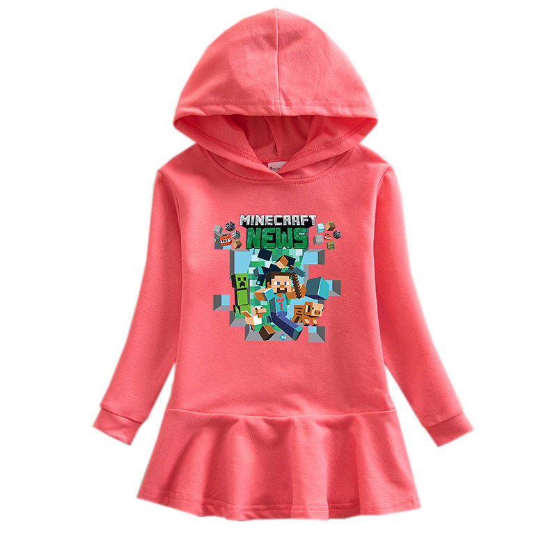 Girls Hooded Sweatshirt Dress – Casual Long-Sleeve Kids Dress with Hood