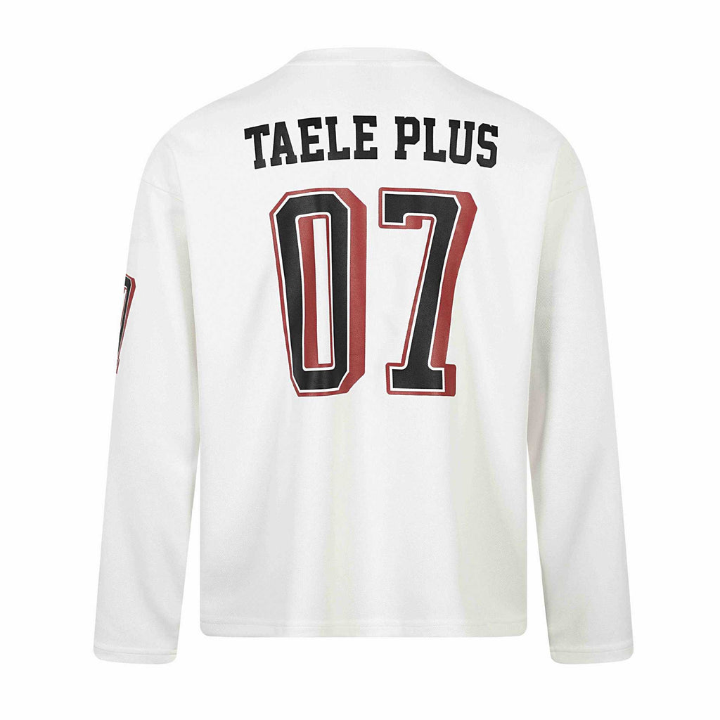 Casual Sporty Patchwork V-Neck Letter Print Loose Long Sleeve T-Shirt