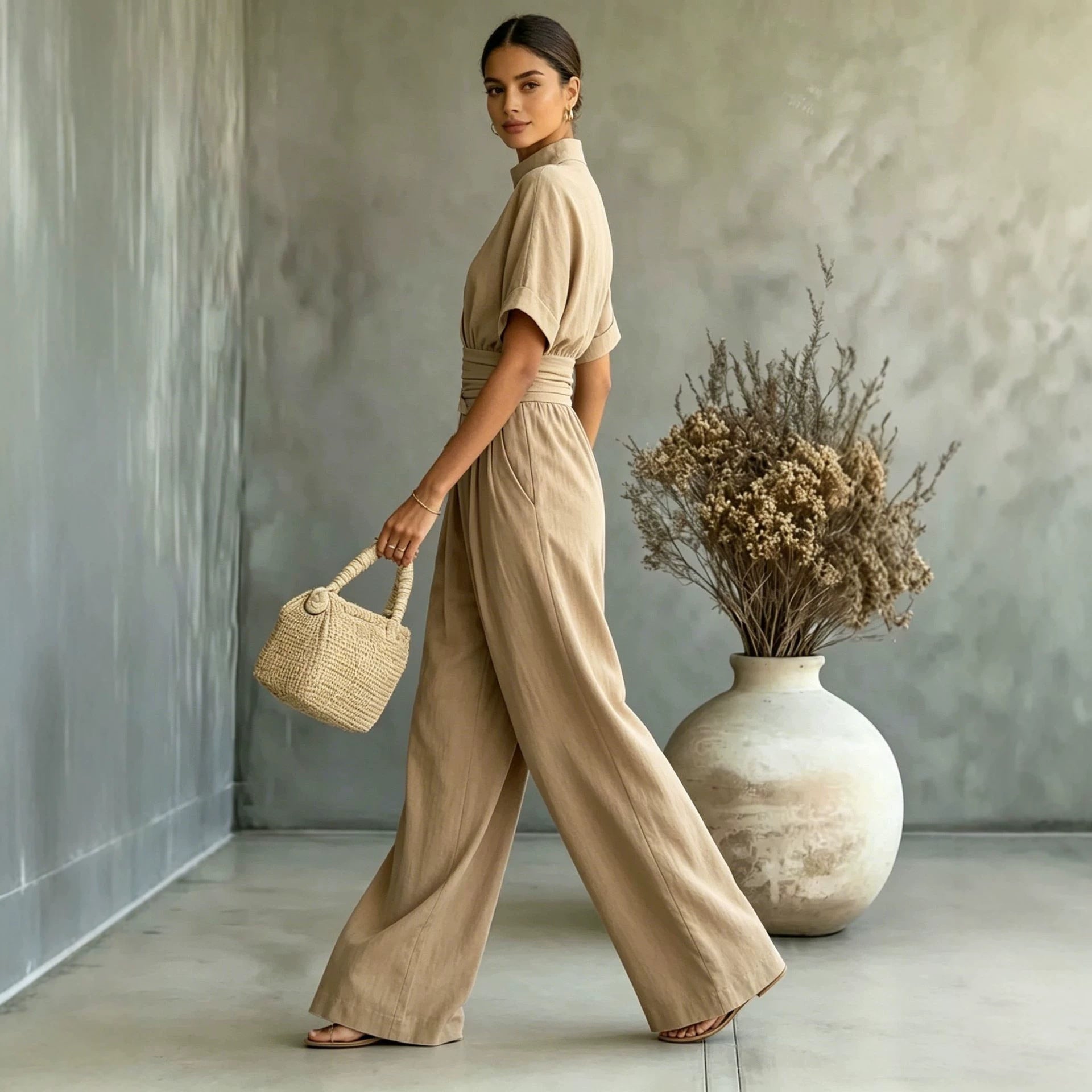 High-Neck Wide-Leg Jumpsuit