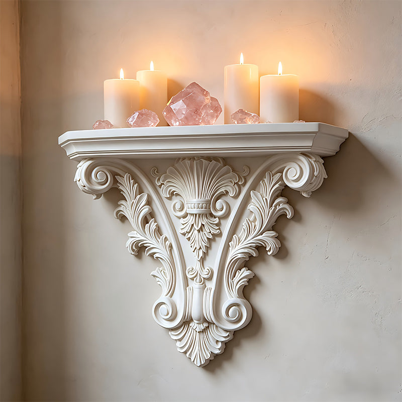 3D Printed Gothic Floating Shelf, Creative Carved Wall Decor, Retro Plant Display Stand for Living Room & Indoor Decor