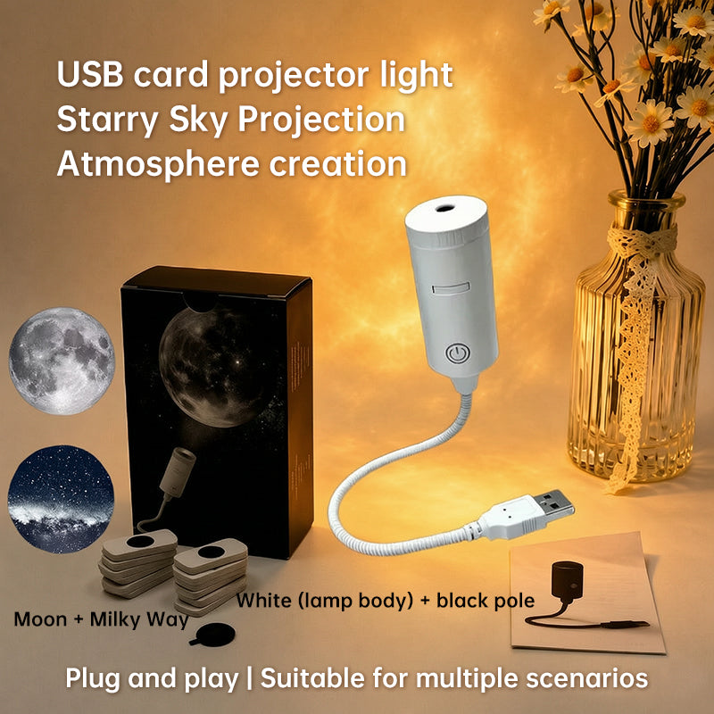 USB Star Projector – Plug & Play Night Light with Interchangeable Patterns for Bedroom & Living Room