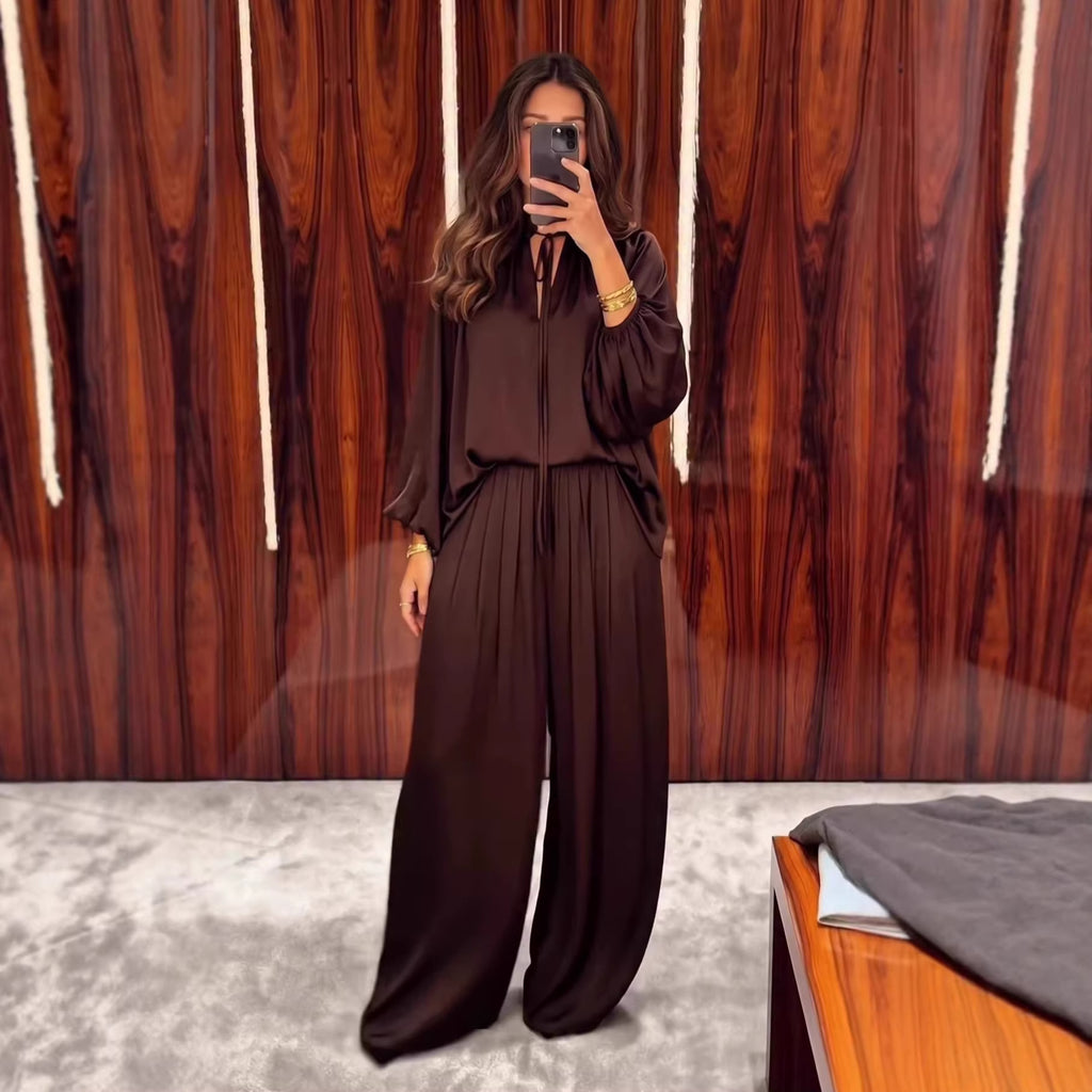 Women’s V-Neck Loose Pants Set