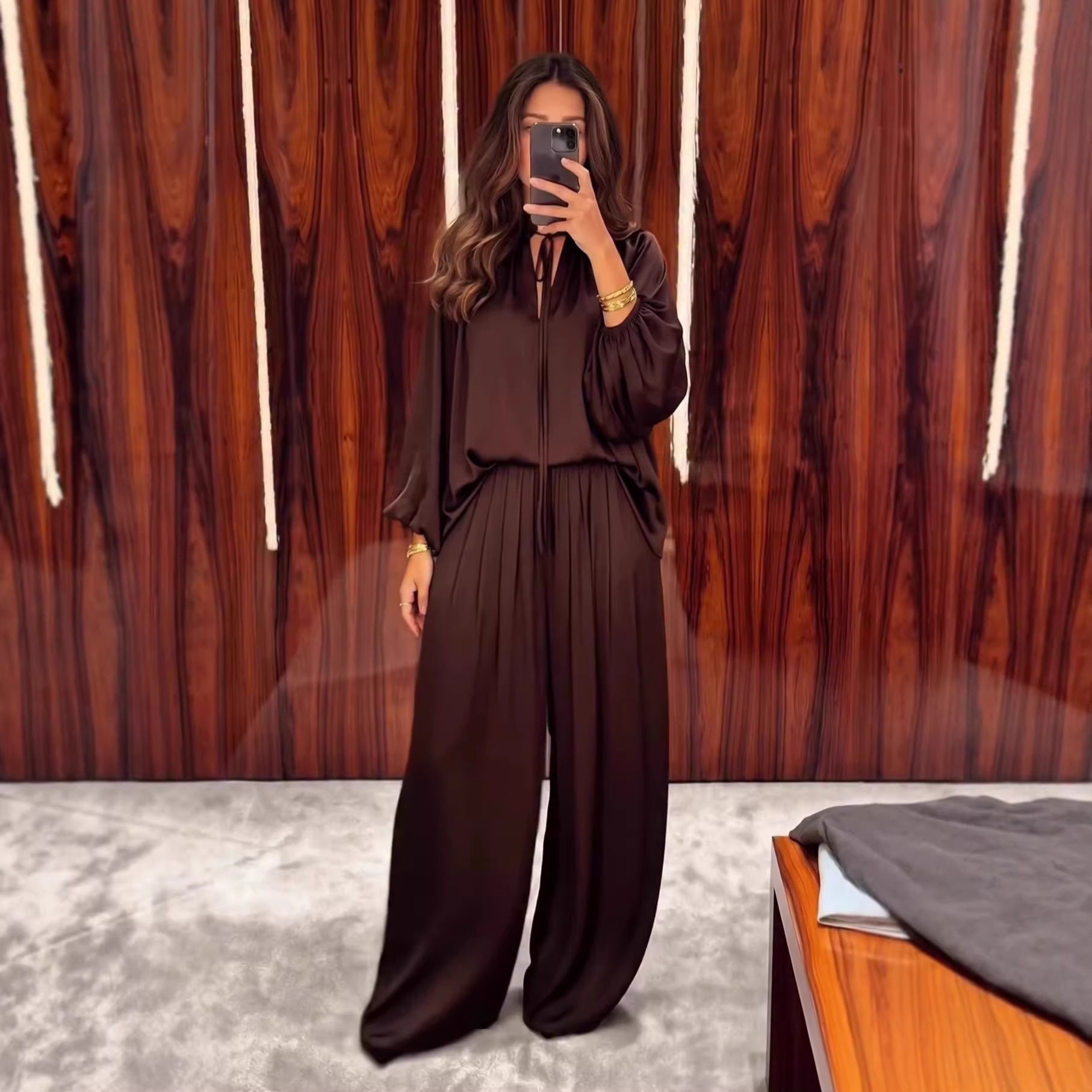 Women’s V-Neck Loose Pants Set
