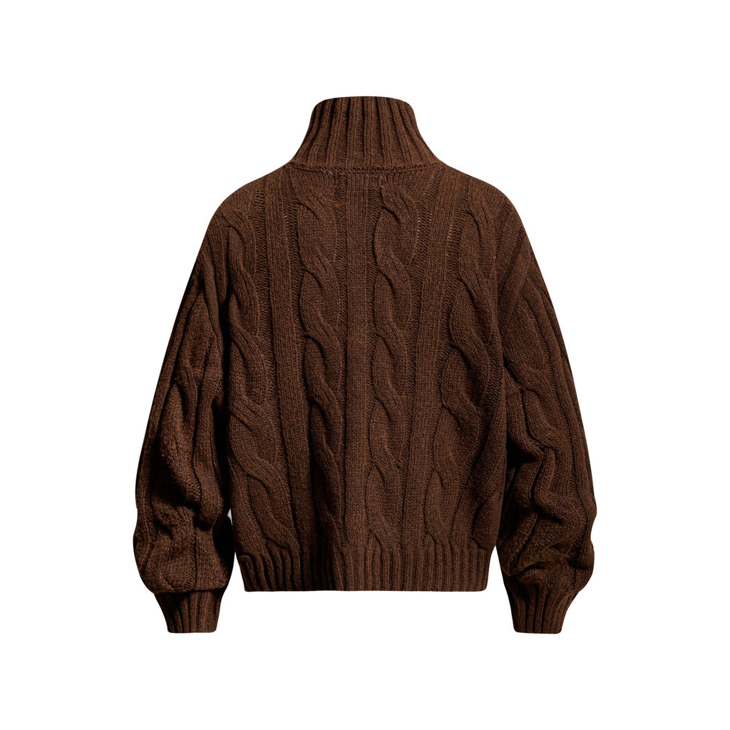 Twisted flower half buttoned sweater