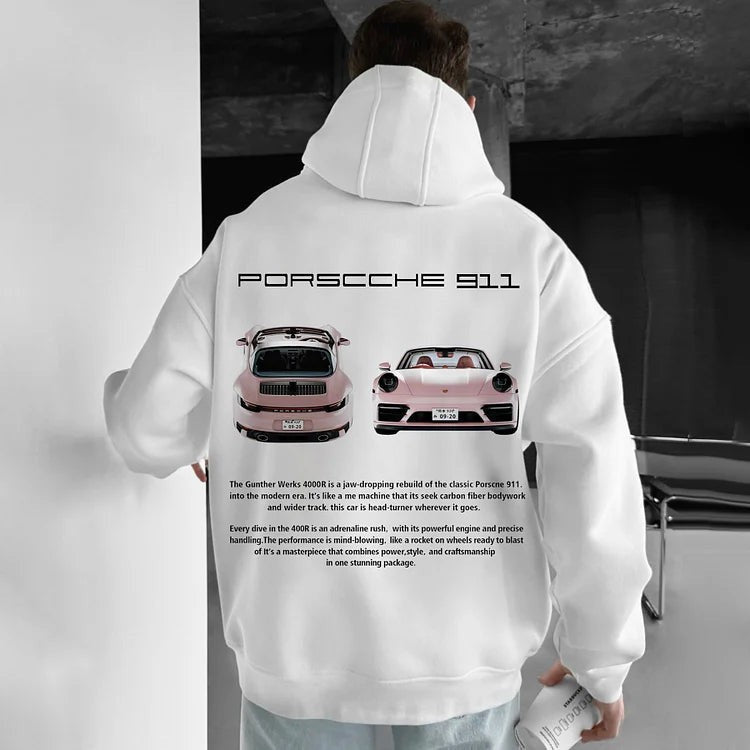 Men’s Casual Car & Heart Print Hoodie