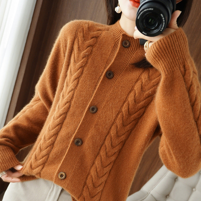 Lazy V-neck Knit Cardigan for Women, Thickened Spring and Autumn Fashionable Sweater Top