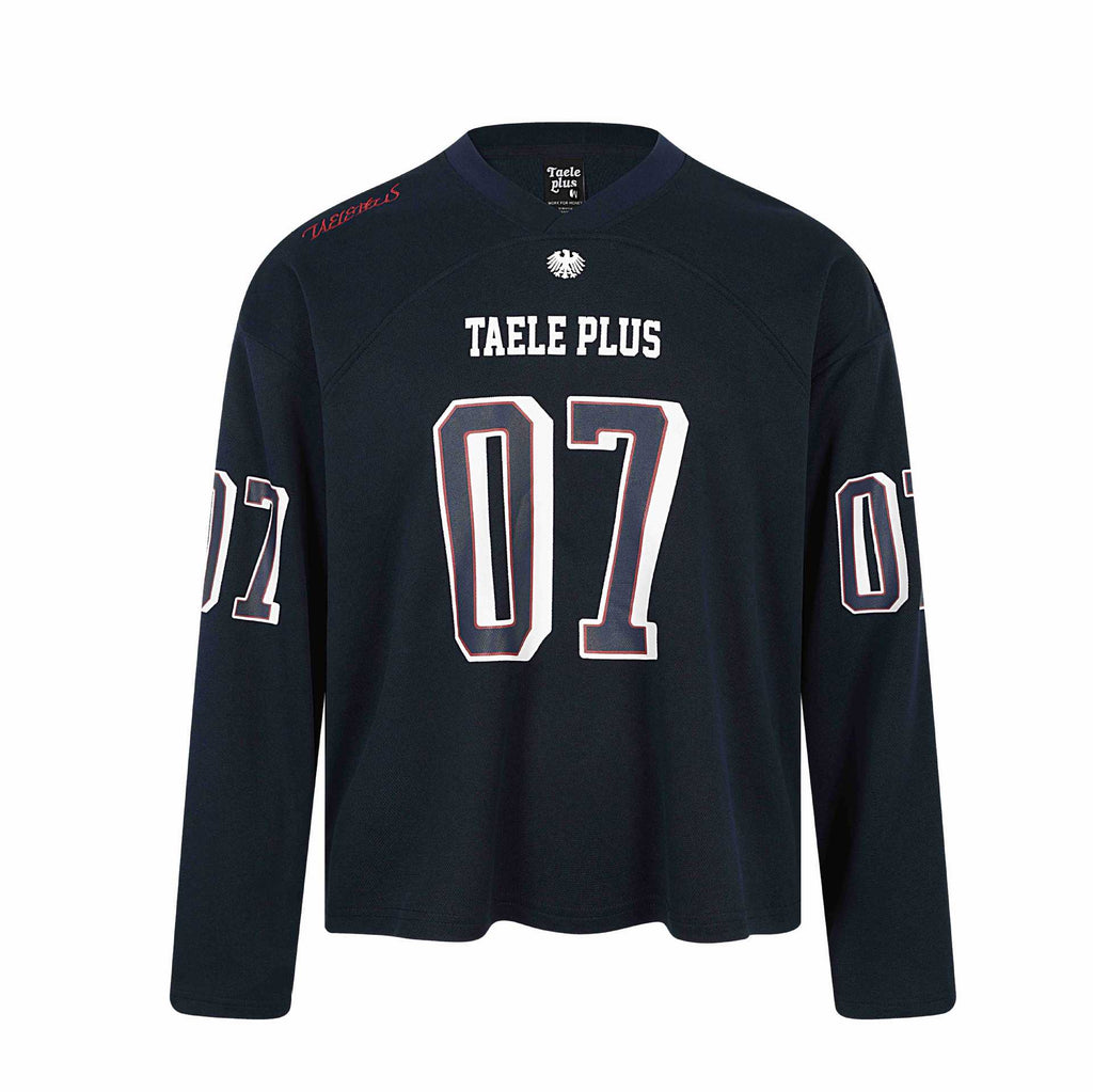 Casual Sporty Patchwork V-Neck Letter Print Loose Long Sleeve T-Shirt
