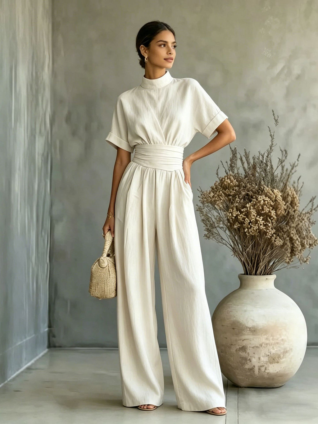High-Neck Wide-Leg Jumpsuit