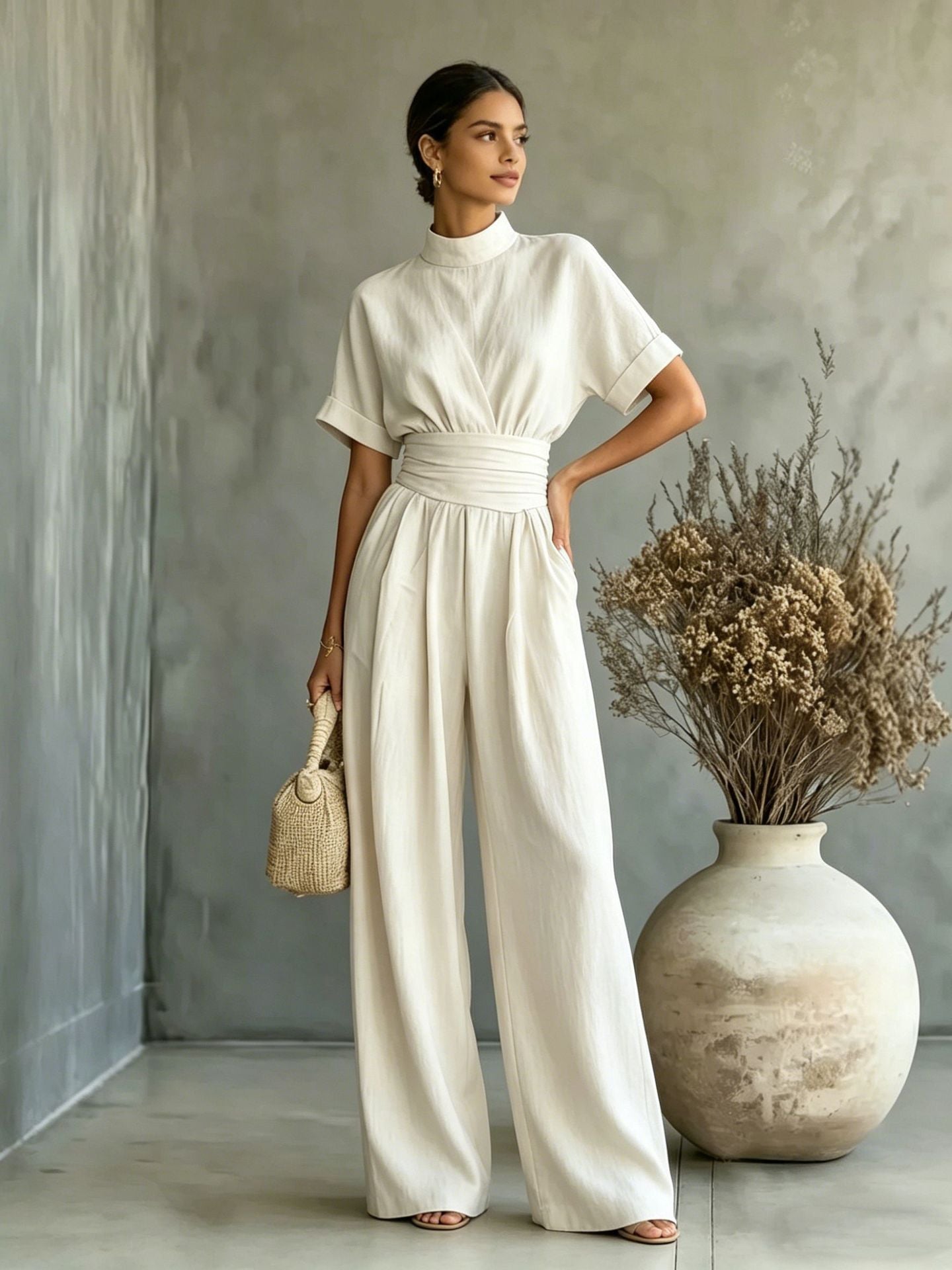 High-Neck Wide-Leg Jumpsuit